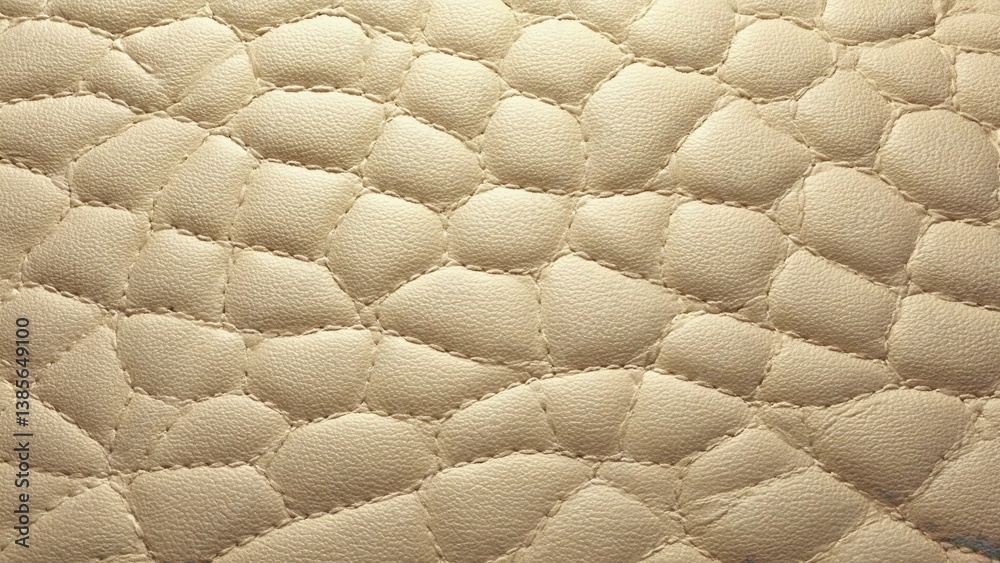 A tan leather texture with a pattern of small, irregularly shaped stones. Scene is warm and inviting, with the leather texture giving it a luxurious feel. The stones add a sense of depth