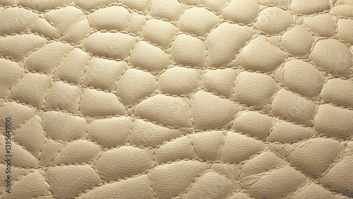 Obraz na płótnie A tan leather texture with a pattern of small, irregularly shaped stones. Scene is warm and inviting, with the leather texture giving it a luxurious feel. The stones add a sense of depth w salonie