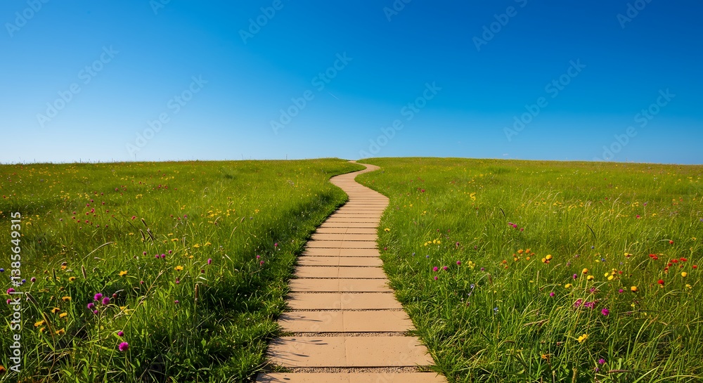 Obraz premium Sunlit Steps to Summer's Embrace AI Generated