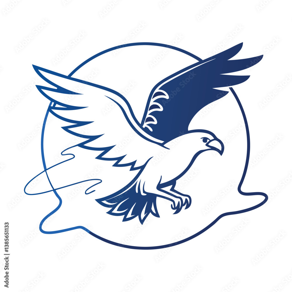Obraz premium Minimalistic Eagle Landing Logo Vector in Line Art