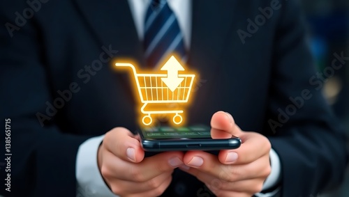 Fast Checkout with Mobile Shopping App, Digital Business Purchase with Smartphone, Mobile E-commerce and Online Shopping Concept