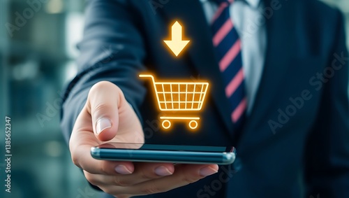 Fast Checkout with Mobile Shopping App, Digital Business Purchase with Smartphone, Mobile E-commerce and Online Shopping Concept