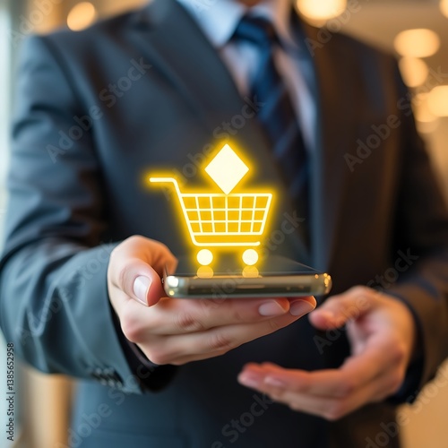 Fast Checkout with Mobile Shopping App, Digital Business Purchase with Smartphone, Mobile E-commerce and Online Shopping Concept