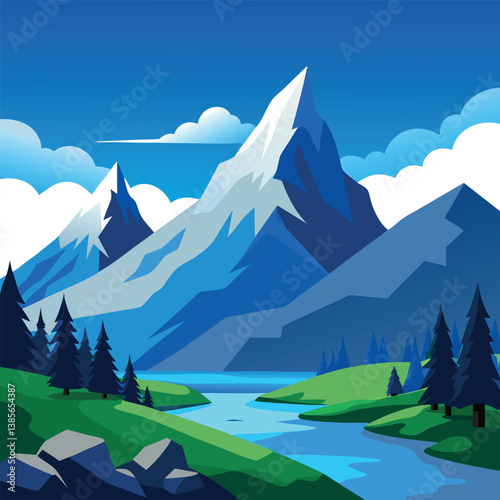 A breathtaking-animated-mountain-landscape inspire. 