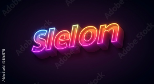 Retro neon-style 3D text effect with glowing outlines