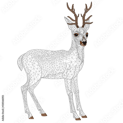 Young deer low-polygon  outline  background vector illustration editable hand draw