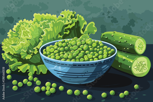 Bowl with ripe artichokes and asparagus spruits. Hand drawn horizontal watercolor illustration  isolated on white background