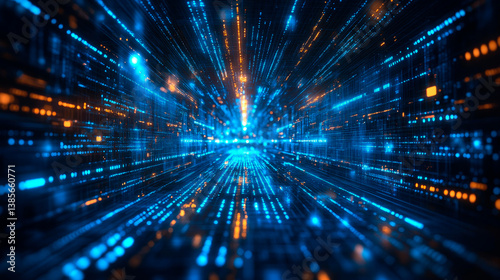 Blue background with fast internet speeds and binary code, representing the complex world of cybersecurity.
