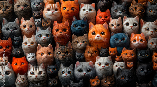 Many cats of various breeds and colors.
