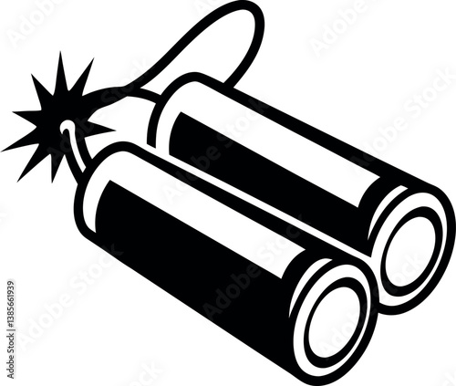 A Pair of Dynamite Sticks with a Burning Fuse Ready to Explode