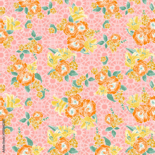 floral madhubani kalamkari chinz kani Abstract shirting Ajrakh Ikat block batik print patola Background digital printing textile pattern floral allover design front back and duppata kurti wallpaper