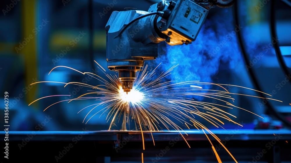 Fototapeta premium Robotic Welding in a Factory