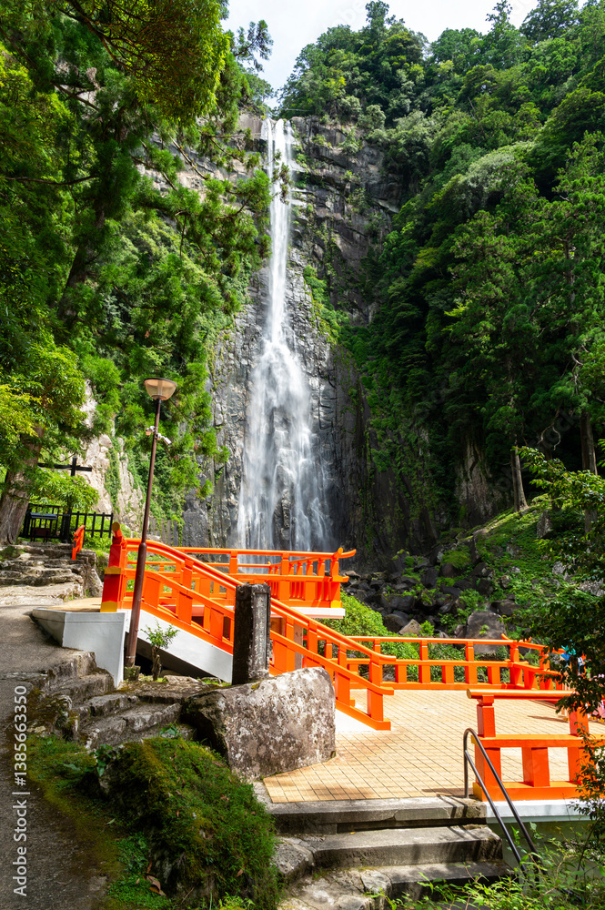 Hiro Jinja Shrine at Nachi Waterfall is Japan's tallest waterfall, This waterfall is part of the Sacred Sites and Pilgrimage Routes in the Kii Mountain Range