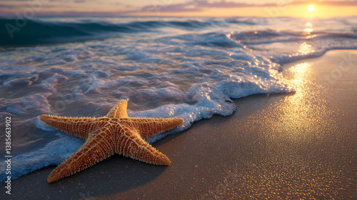 A Starfish and the Setting Sun