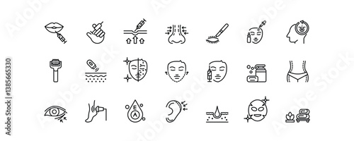 Set of icons for Aesthetic Medicine. Editable stroke. Vector illustration