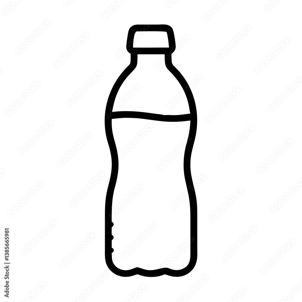 Plastic bottle outline design on white background Plastic bottle outline design on white background