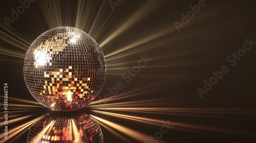 Sparkling Gold Disco Ball Reflecting Light Rays A Party Celebration Background