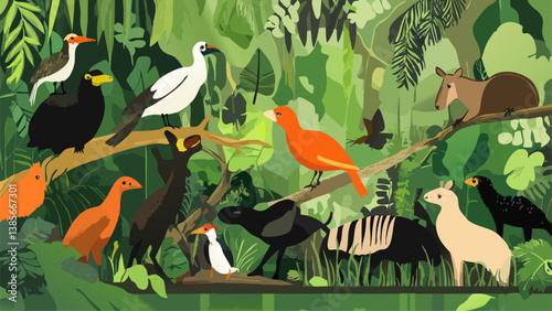 Taman Negara Malaysia with Dense Jungle in Digital Drawing
