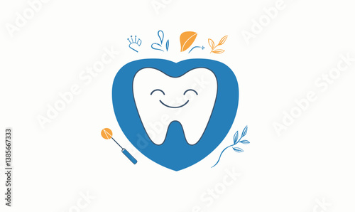 Smiling Tooth and Child Face Logo for Children's Dental Clinic in Minimalist Vector