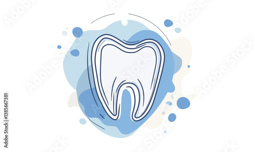 Abstract Dental Logo with Line Art Tooth Design for Modern Branding and Identity