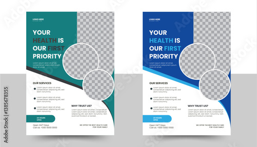 Healthcare flyer design and Medical campaign flyer design template, Creative medical flyer design template, Healthcare flyer design 
medical flyer and Modern medical leaflet design vector template.