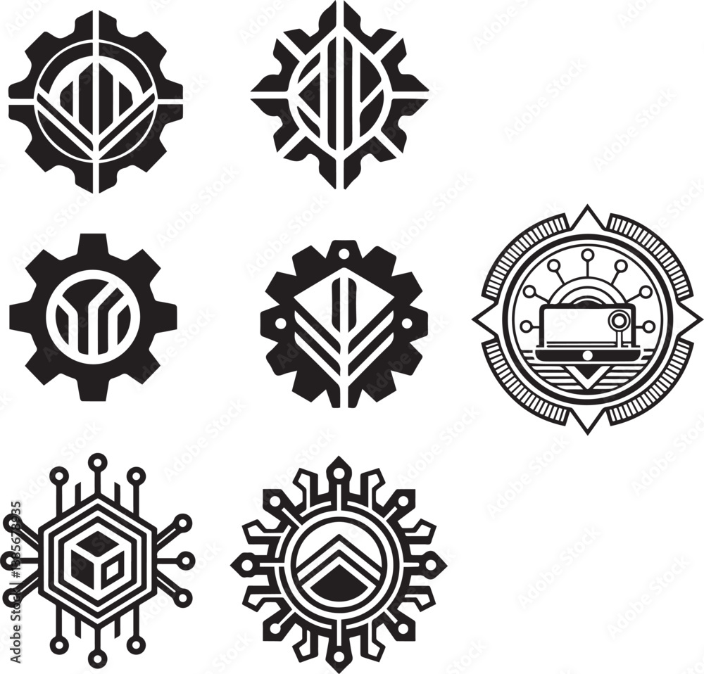 Fototapeta premium Set of Silhouette Technology Icons