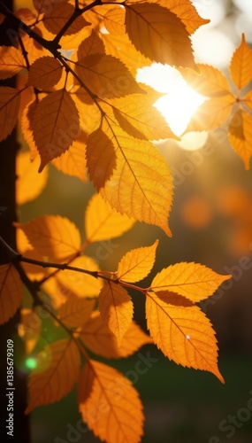 Leafy golden foliage in sunlight , foliage, shiny yellow leaf gold foil texture