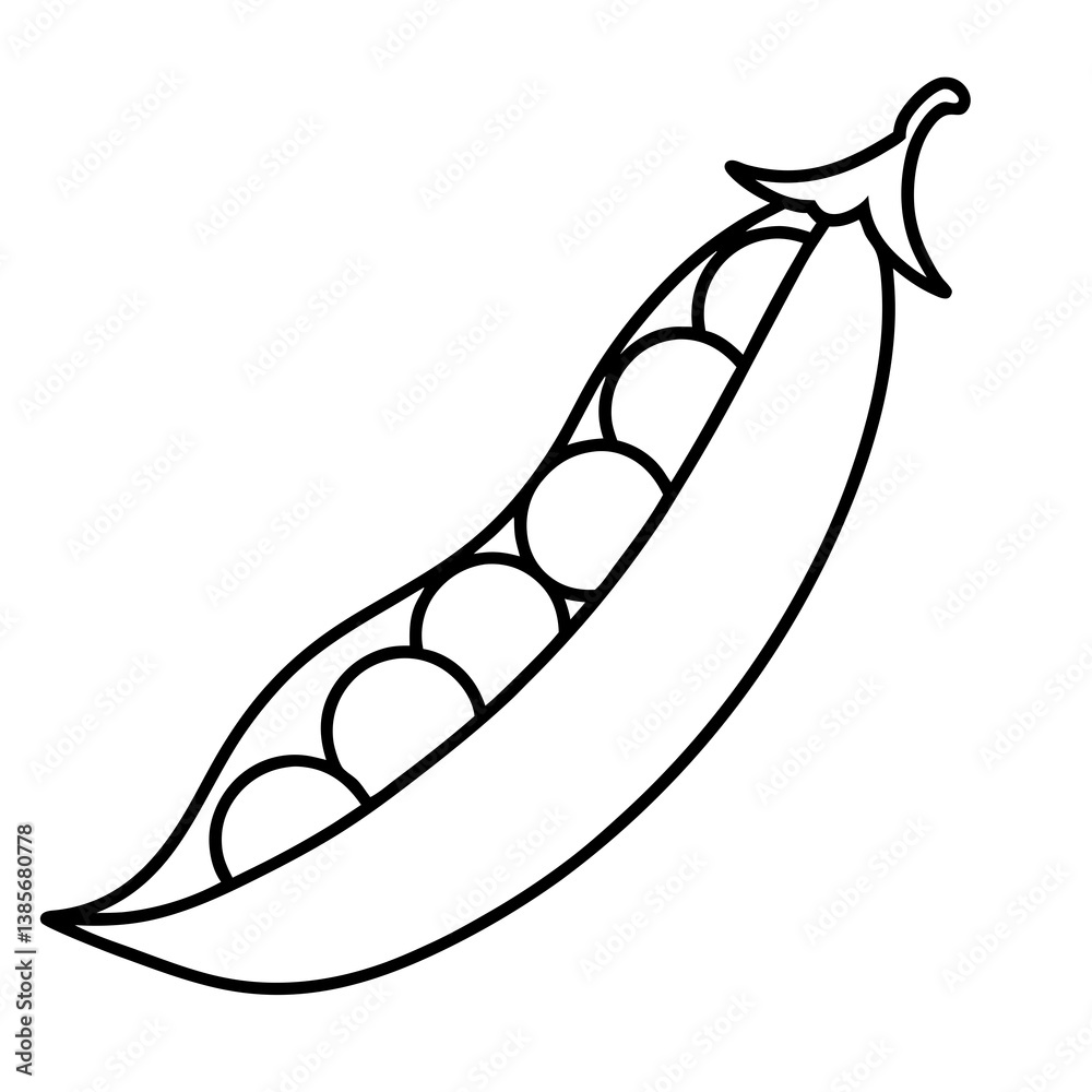 Simple Peas Illustration in Line Art Style Simple Peas Illustration in Line Art Style