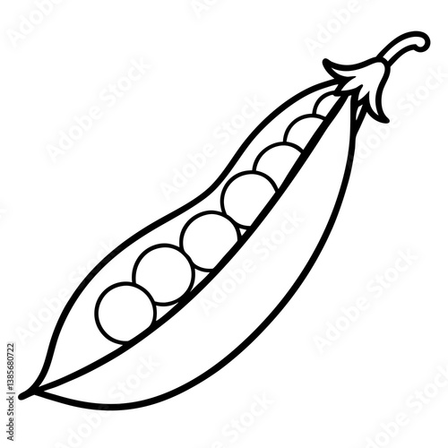 Simple Peas Illustration in Line Art Style