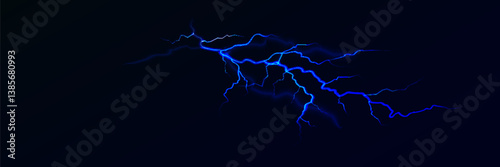 Lightning. Thunder storm realistic lightning. Bright light effects. Blue lightning. Vector illustration
