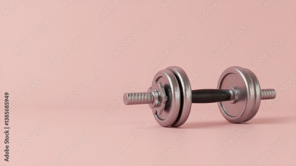 Single Dumbbell on Pink Background for Fitness and Strength Training Inspiration in Minimalist Workout Design Single Dumbbell on Pink Background for Fitness and Strength Training Inspiration in Minimalist Workout Design