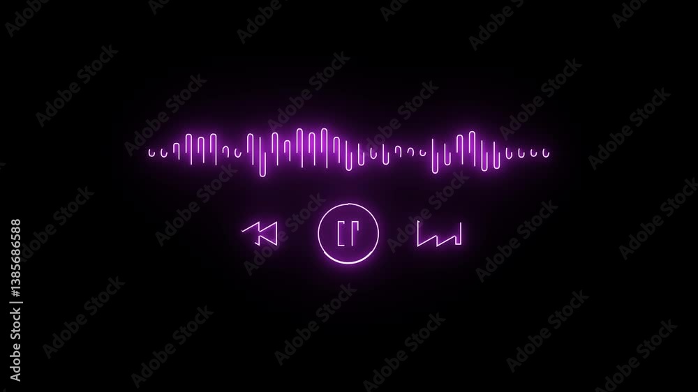neon glowing audio waves isolated on black background. 4k audio waves icon. neon glowing audio waves isolated on black background. 4k audio waves icon.