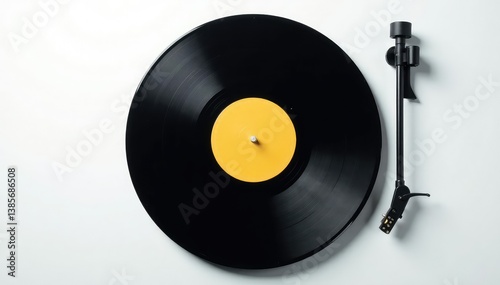 Turntable vinyl record on white background Needle down, playing , hip hop, white, record
