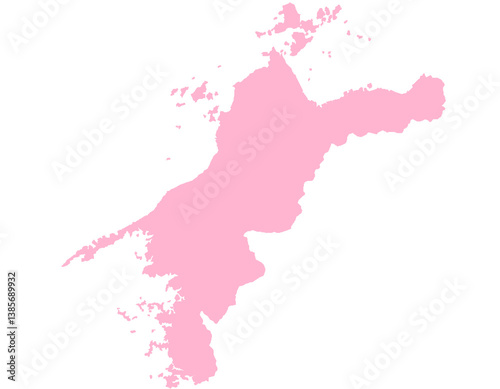 愛媛県　地図　ピンク　イラスト