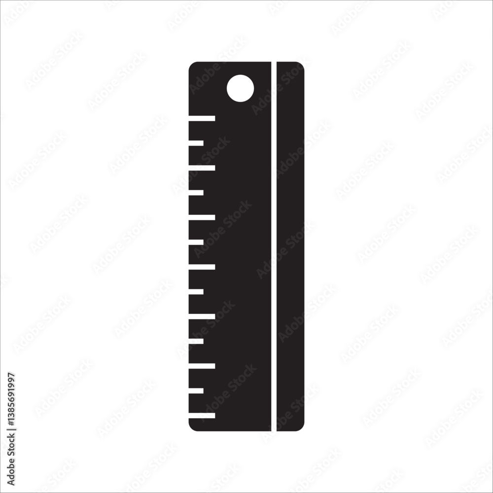 Ruler icon vector in outline and solid black on white background Ruler icon vector in outline and solid black on white background