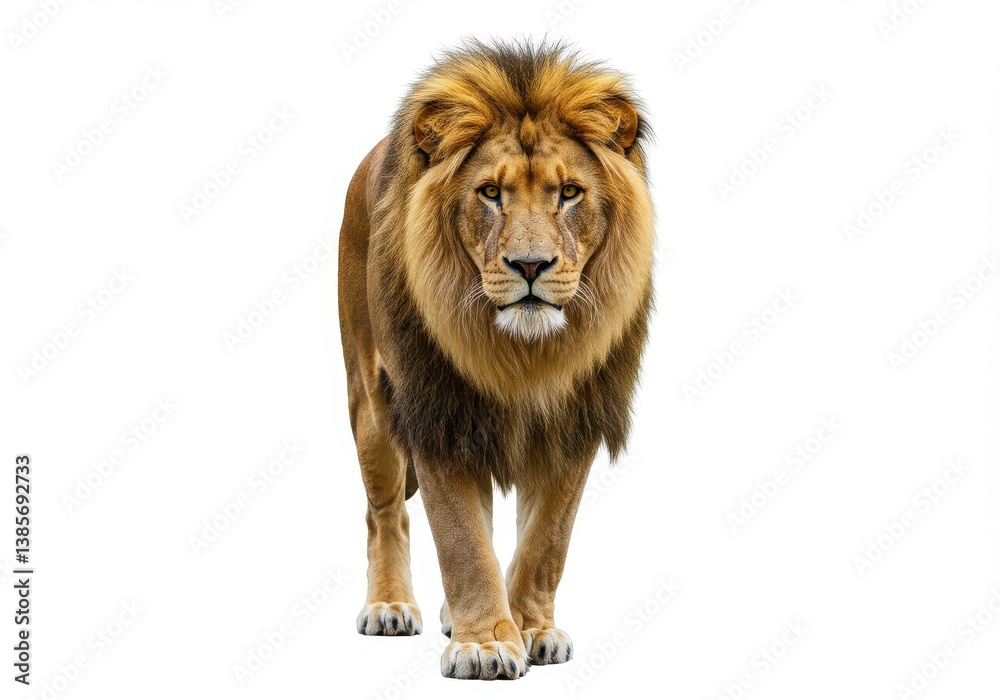 Obraz premium Majestic lion full body portrait isolated white background