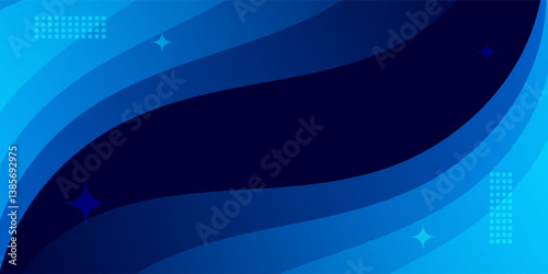 Flowing dark blue curve shape with soft gradient vector abstract background, relaxing and tranquil art, can illustrate health medical or sound of music.