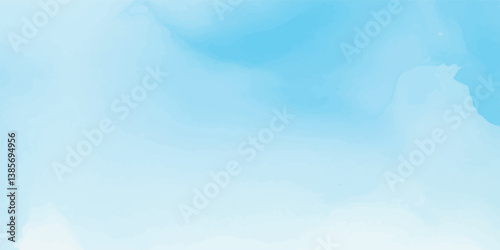 Sky Blue Watercolor Cascading over Wet White Paper, Flowing Together in Fluid, Dreamlike Brush Strokes That Form a Soft, Serene Background Filled with Peace and Tranquility.