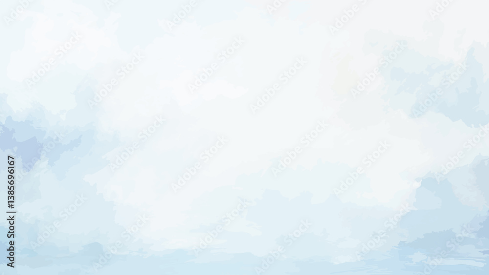 Soft watercolor sky white bright blue background.