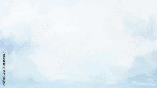 Soft watercolor sky white bright blue background.