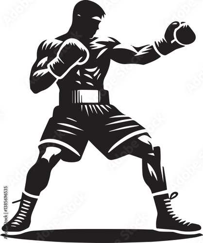boxing man vector, boxing man illustration, boxing man logo vector, boxing man silhouette vector full body