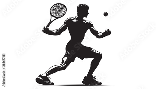 tennis player silhouette vector