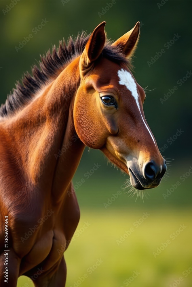 Fototapeta premium Foal nuzzling mare's neck, magic, horse neck