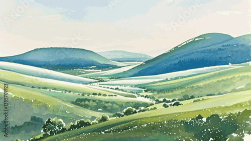  Serene valley hues  isolated watercolor vector illustration svg 