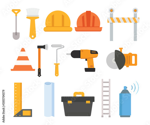workshop tools and handy tools icons set