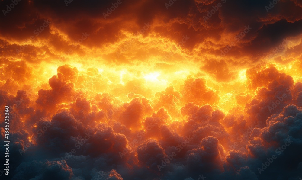 Dramatic sunset over the horizon with vibrant clouds and warm colors Dramatic sunset over the horizon with vibrant clouds and warm colors