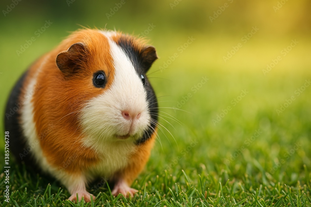 Guinea Pig Exploring Lush Green Grass During Sunny Afternoon in a Backyard Guinea Pig Exploring Lush Green Grass During Sunny Afternoon in a Backyard