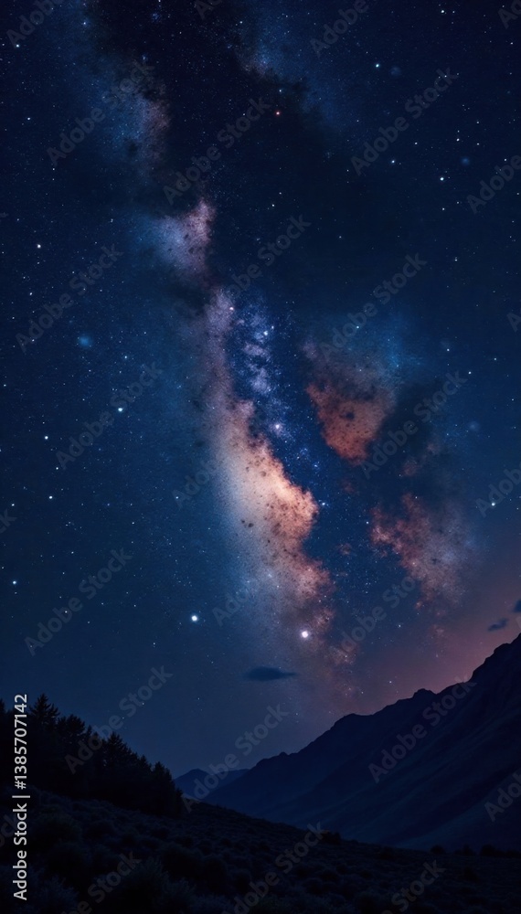 Naklejka premium Vast blackness with twinkling stars and celestial bodies, vastness, space, starry