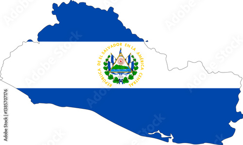El Salvador map with flag color illustration vector with transparent