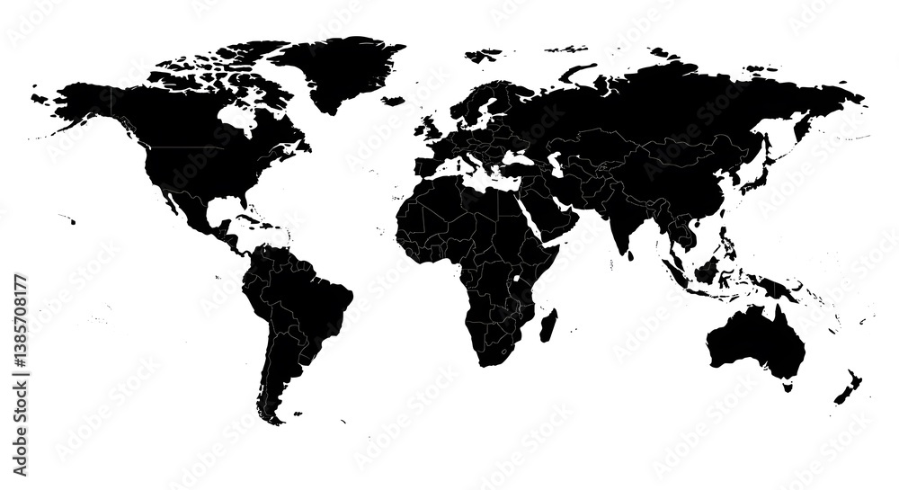 World Map in Black and White World Map in Black and White